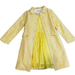 Halabaloo Yellow Lace Dress & Long Coat Sz 6